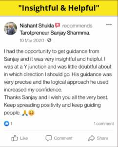 Client testimonial for one question tarot reading with Sanjay Sharma